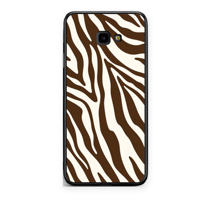Θήκη Samsung Galaxy J4+ Brown and Cream Zebra Stripes από τη Smartfits με σχέδιο στο πίσω μέρος και μαύρο περίβλημα | Samsung Galaxy J4+ Brown and Cream Zebra Stripes case with colorful back and black bezels