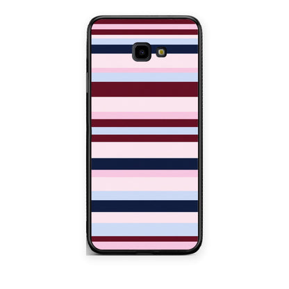Θήκη Samsung Galaxy J4+ Burgundy Pink and Blue Horizontal Stripes από τη Smartfits με σχέδιο στο πίσω μέρος και μαύρο περίβλημα | Samsung Galaxy J4+ Burgundy Pink and Blue Horizontal Stripes case with colorful back and black bezels