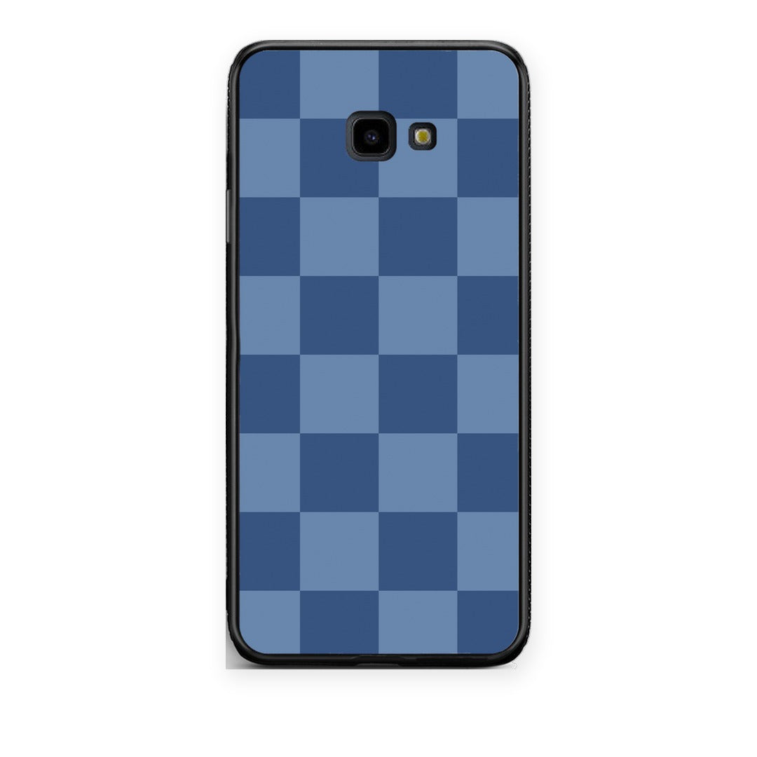Θήκη Samsung Galaxy J4+ Denim Blue Checkerboard από τη Smartfits με σχέδιο στο πίσω μέρος και μαύρο περίβλημα | Samsung Galaxy J4+ Denim Blue Checkerboard case with colorful back and black bezels