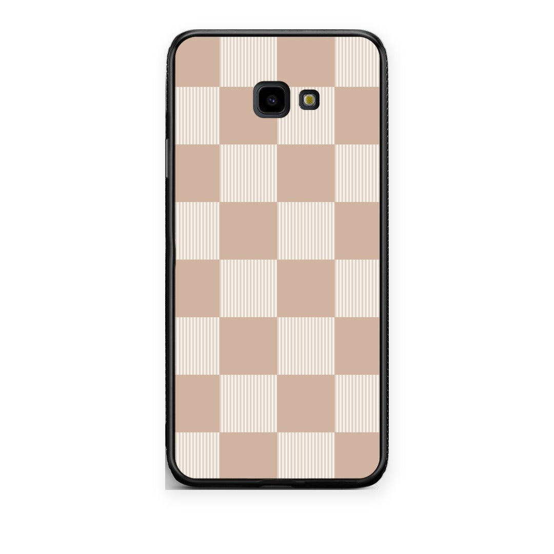 Θήκη Samsung Galaxy J4+ Latte and Cream Striped Checks από τη Smartfits με σχέδιο στο πίσω μέρος και μαύρο περίβλημα | Samsung Galaxy J4+ Latte and Cream Striped Checks case with colorful back and black bezels