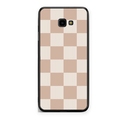 Θήκη Samsung Galaxy J4+ Latte and Cream Striped Checks από τη Smartfits με σχέδιο στο πίσω μέρος και μαύρο περίβλημα | Samsung Galaxy J4+ Latte and Cream Striped Checks case with colorful back and black bezels