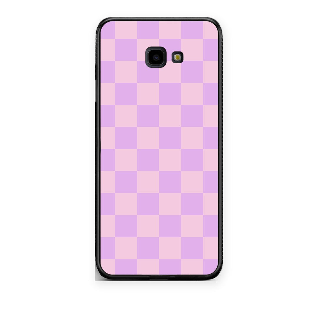 Θήκη Samsung Galaxy J4+ Lavender and Pink Checkerboard από τη Smartfits με σχέδιο στο πίσω μέρος και μαύρο περίβλημα | Samsung Galaxy J4+ Lavender and Pink Checkerboard case with colorful back and black bezels