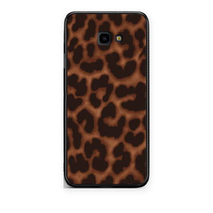 Θήκη Samsung Galaxy J4+ Leopard Print Dark Brown από τη Smartfits με σχέδιο στο πίσω μέρος και μαύρο περίβλημα | Samsung Galaxy J4+ Leopard Print Dark Brown case with colorful back and black bezels