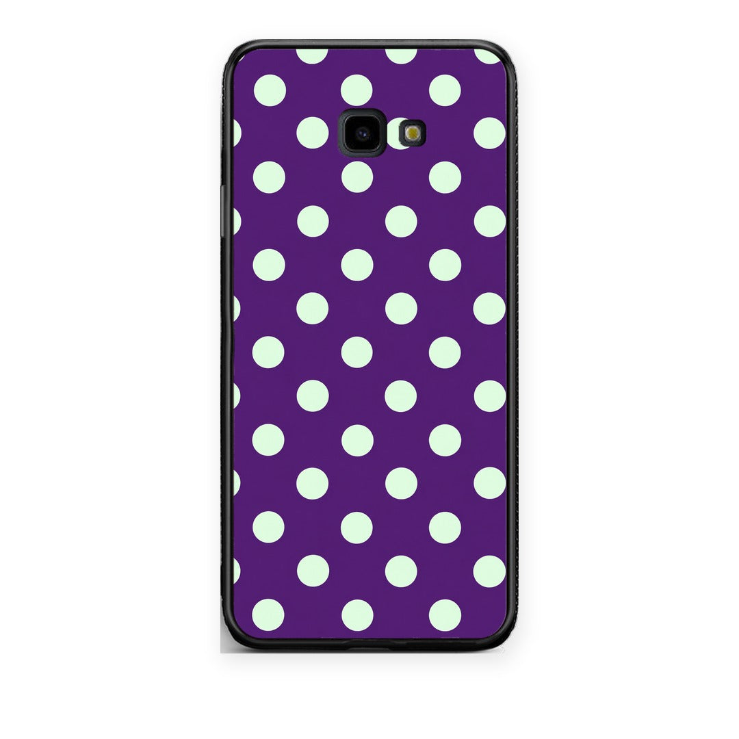 Θήκη Samsung Galaxy J4+ Mint Polka Dots on Purple από τη Smartfits με σχέδιο στο πίσω μέρος και μαύρο περίβλημα | Samsung Galaxy J4+ Mint Polka Dots on Purple case with colorful back and black bezels