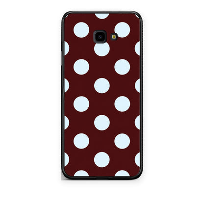 Θήκη Samsung Galaxy J4+ Pale Blue Large Polka Dots on Burgundy από τη Smartfits με σχέδιο στο πίσω μέρος και μαύρο περίβλημα | Samsung Galaxy J4+ Pale Blue Large Polka Dots on Burgundy case with colorful back and black bezels