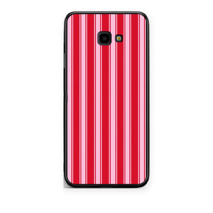Θήκη Samsung Galaxy J4+ Red and Pink Vertical Pinstripes από τη Smartfits με σχέδιο στο πίσω μέρος και μαύρο περίβλημα | Samsung Galaxy J4+ Red and Pink Vertical Pinstripes case with colorful back and black bezels