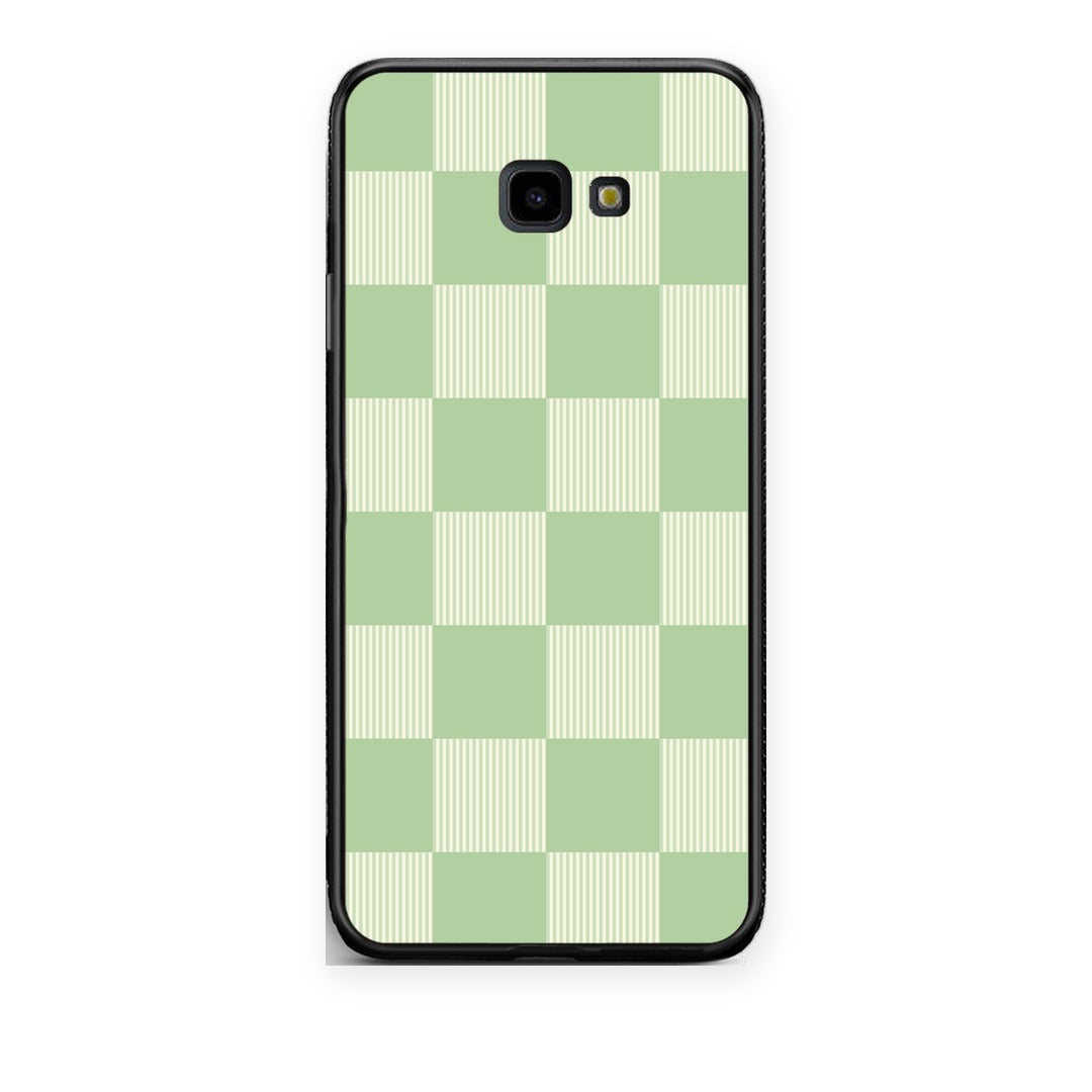 Θήκη Samsung Galaxy J4+ Sage and Cream Striped Checks από τη Smartfits με σχέδιο στο πίσω μέρος και μαύρο περίβλημα | Samsung Galaxy J4+ Sage and Cream Striped Checks case with colorful back and black bezels