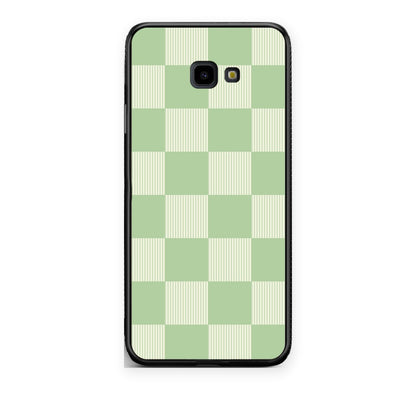 Θήκη Samsung Galaxy J4+ Sage and Cream Striped Checks από τη Smartfits με σχέδιο στο πίσω μέρος και μαύρο περίβλημα | Samsung Galaxy J4+ Sage and Cream Striped Checks case with colorful back and black bezels