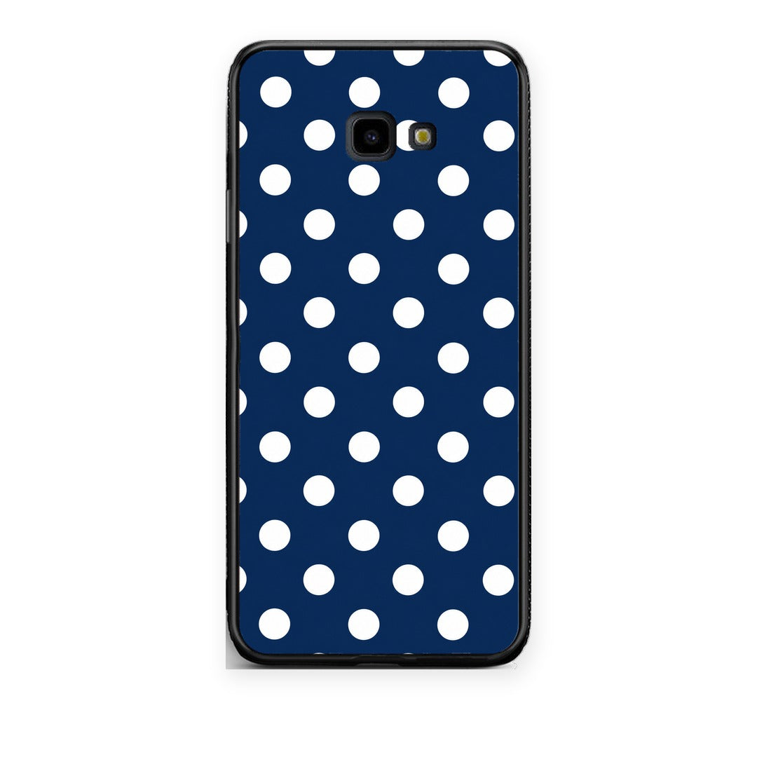 Θήκη Samsung Galaxy J4+ White Large Polka Dots on Navy από τη Smartfits με σχέδιο στο πίσω μέρος και μαύρο περίβλημα | Samsung Galaxy J4+ White Large Polka Dots on Navy case with colorful back and black bezels