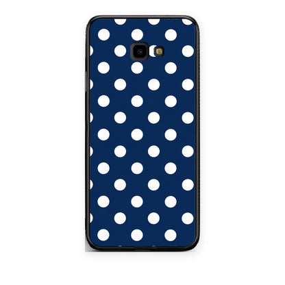 Θήκη Samsung Galaxy J4+ White Large Polka Dots on Navy από τη Smartfits με σχέδιο στο πίσω μέρος και μαύρο περίβλημα | Samsung Galaxy J4+ White Large Polka Dots on Navy case with colorful back and black bezels