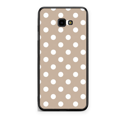 Θήκη Samsung Galaxy J4+ White Polka Dots on Taupe από τη Smartfits με σχέδιο στο πίσω μέρος και μαύρο περίβλημα | Samsung Galaxy J4+ White Polka Dots on Taupe case with colorful back and black bezels