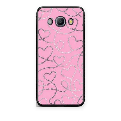 Θήκη Samsung Galaxy J7 2016 Barbed Wire Hearts on Pink από τη Smartfits με σχέδιο στο πίσω μέρος και μαύρο περίβλημα | Samsung Galaxy J7 2016 Barbed Wire Hearts on Pink case with colorful back and black bezels