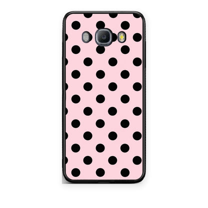 Θήκη Samsung Galaxy J7 2016 Black Polka Dots on Pink από τη Smartfits με σχέδιο στο πίσω μέρος και μαύρο περίβλημα | Samsung Galaxy J7 2016 Black Polka Dots on Pink case with colorful back and black bezels