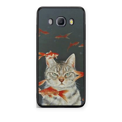 Θήκη Samsung Galaxy J7 2016 Cat Goldfish από τη Smartfits με σχέδιο στο πίσω μέρος και μαύρο περίβλημα | Samsung Galaxy J7 2016 Cat Goldfish case with colorful back and black bezels