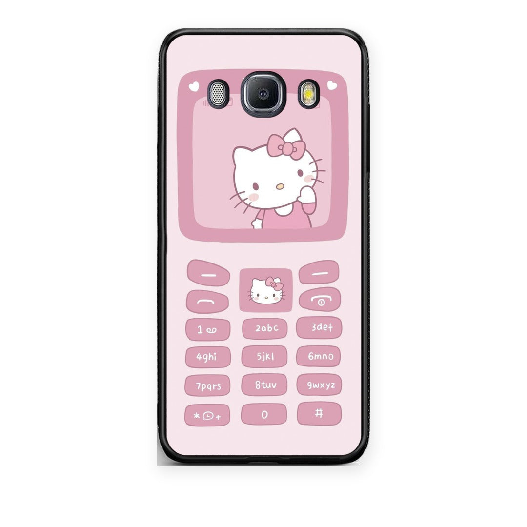 Θήκη Samsung Galaxy J7 2016 Hello Kitten από τη Smartfits με σχέδιο στο πίσω μέρος και μαύρο περίβλημα | Samsung Galaxy J7 2016 Hello Kitten case with colorful back and black bezels