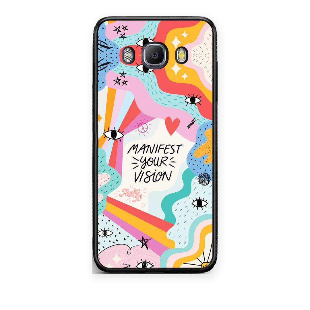 Θήκη Samsung Galaxy J7 2016 Manifest Your Vision από τη Smartfits με σχέδιο στο πίσω μέρος και μαύρο περίβλημα | Samsung Galaxy J7 2016 Manifest Your Vision case with colorful back and black bezels