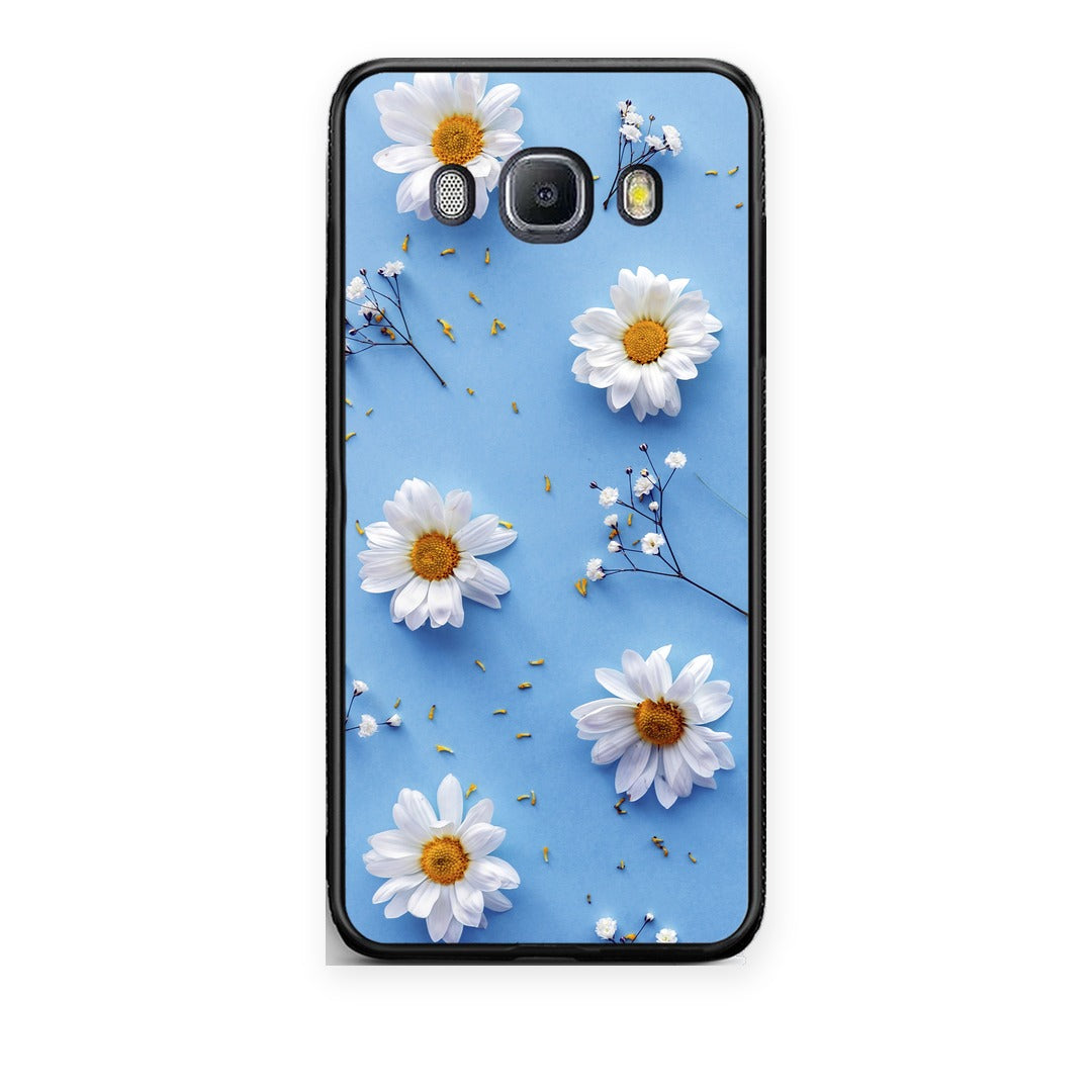 Θήκη Samsung Galaxy J7 2016 Real Daisies από τη Smartfits με σχέδιο στο πίσω μέρος και μαύρο περίβλημα | Samsung Galaxy J7 2016 Real Daisies case with colorful back and black bezels