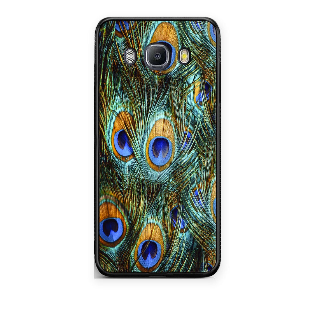 Θήκη Samsung Galaxy J7 2016 Real Peacock Feathers από τη Smartfits με σχέδιο στο πίσω μέρος και μαύρο περίβλημα | Samsung Galaxy J7 2016 Real Peacock Feathers case with colorful back and black bezels