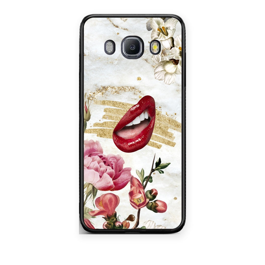Θήκη Samsung Galaxy J7 2016 Red Lips από τη Smartfits με σχέδιο στο πίσω μέρος και μαύρο περίβλημα | Samsung Galaxy J7 2016 Red Lips case with colorful back and black bezels