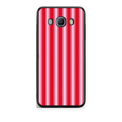 Θήκη Samsung Galaxy J7 2016 Red and Pink Vertical Pinstripes από τη Smartfits με σχέδιο στο πίσω μέρος και μαύρο περίβλημα | Samsung Galaxy J7 2016 Red and Pink Vertical Pinstripes case with colorful back and black bezels