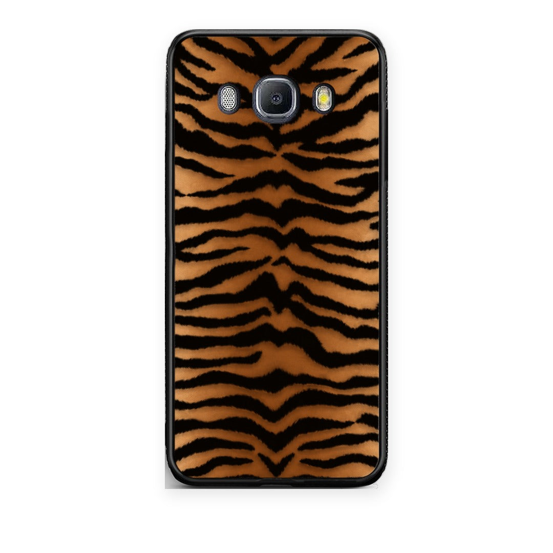 Θήκη Samsung Galaxy J7 2016 Tiger Print Orange and Black από τη Smartfits με σχέδιο στο πίσω μέρος και μαύρο περίβλημα | Samsung Galaxy J7 2016 Tiger Print Orange and Black case with colorful back and black bezels