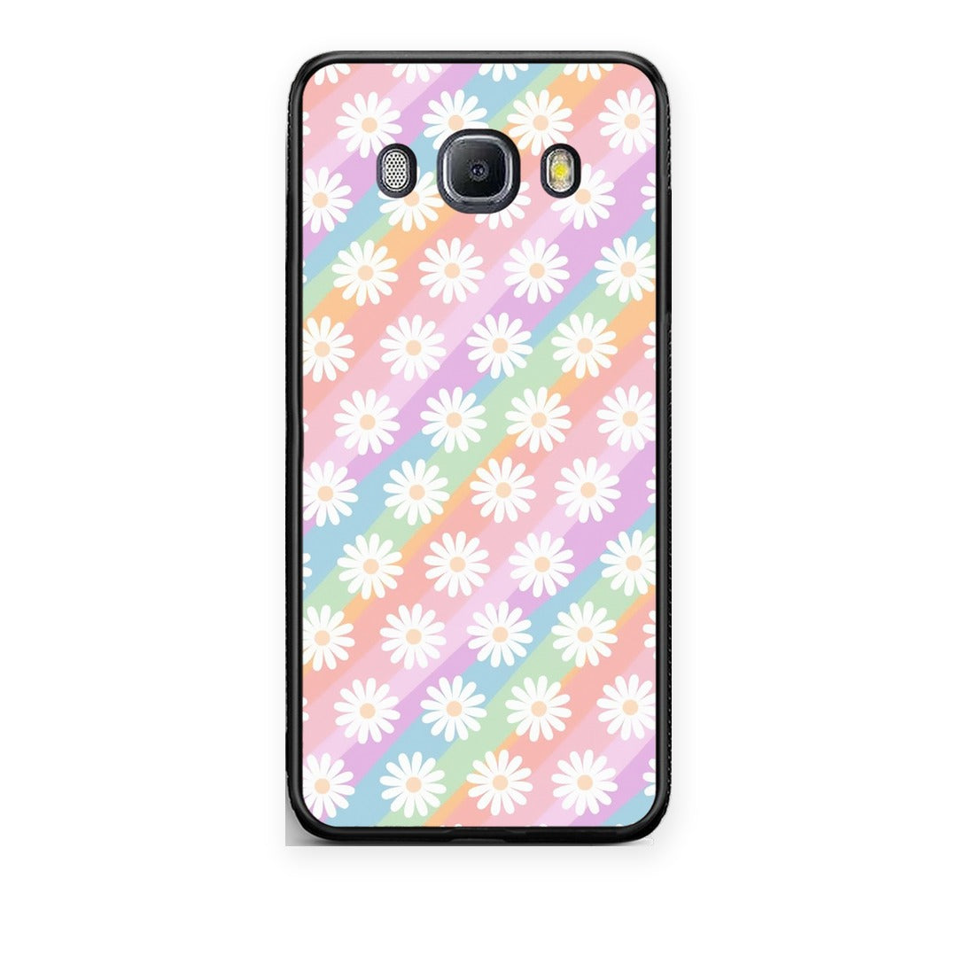 Θήκη Samsung Galaxy J7 2016 White Daisies από τη Smartfits με σχέδιο στο πίσω μέρος και μαύρο περίβλημα | Samsung Galaxy J7 2016 White Daisies case with colorful back and black bezels