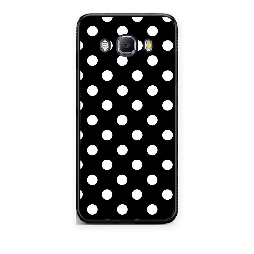 Θήκη Samsung Galaxy J7 2016 White Polka Dots on Black από τη Smartfits με σχέδιο στο πίσω μέρος και μαύρο περίβλημα | Samsung Galaxy J7 2016 White Polka Dots on Black case with colorful back and black bezels