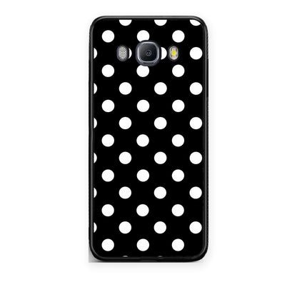 Θήκη Samsung Galaxy J7 2016 White Polka Dots on Black από τη Smartfits με σχέδιο στο πίσω μέρος και μαύρο περίβλημα | Samsung Galaxy J7 2016 White Polka Dots on Black case with colorful back and black bezels