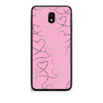 Θήκη Samsung Galaxy J7 2017 Barbed Wire Hearts on Pink από τη Smartfits με σχέδιο στο πίσω μέρος και μαύρο περίβλημα | Samsung Galaxy J7 2017 Barbed Wire Hearts on Pink case with colorful back and black bezels