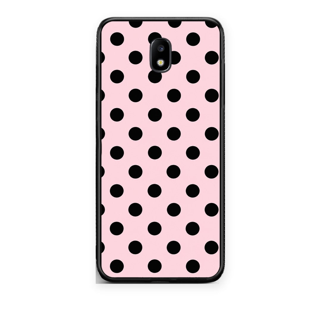 Θήκη Samsung Galaxy J7 2017 Black Polka Dots on Pink από τη Smartfits με σχέδιο στο πίσω μέρος και μαύρο περίβλημα | Samsung Galaxy J7 2017 Black Polka Dots on Pink case with colorful back and black bezels