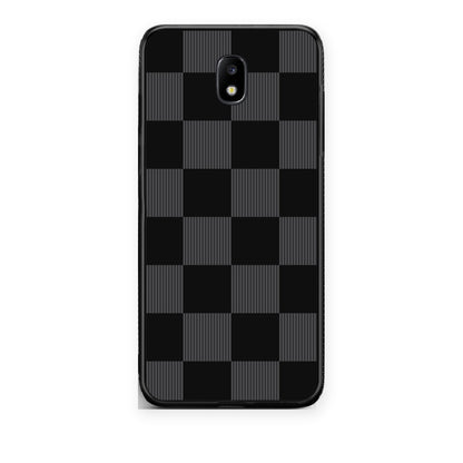 Θήκη Samsung Galaxy J7 2017 Black and Charcoal Striped Checks από τη Smartfits με σχέδιο στο πίσω μέρος και μαύρο περίβλημα | Samsung Galaxy J7 2017 Black and Charcoal Striped Checks case with colorful back and black bezels