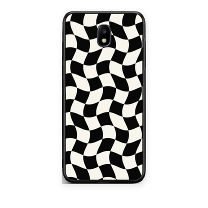 Θήκη Samsung Galaxy J7 2017 Black and Cream Wavy Checkerboard από τη Smartfits με σχέδιο στο πίσω μέρος και μαύρο περίβλημα | Samsung Galaxy J7 2017 Black and Cream Wavy Checkerboard case with colorful back and black bezels