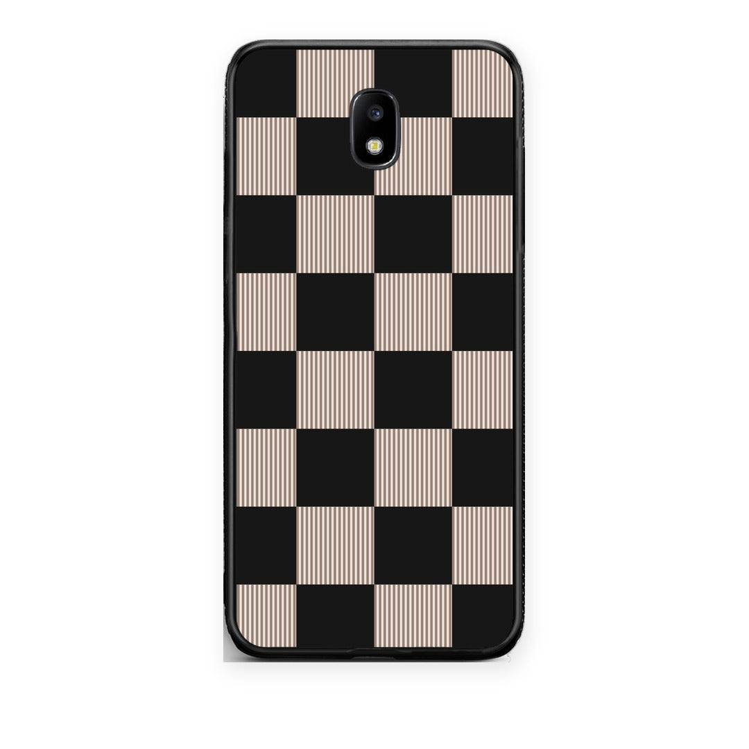 Θήκη Samsung Galaxy J7 2017 Black and Taupe Striped Checks από τη Smartfits με σχέδιο στο πίσω μέρος και μαύρο περίβλημα | Samsung Galaxy J7 2017 Black and Taupe Striped Checks case with colorful back and black bezels