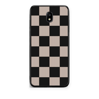 Θήκη Samsung Galaxy J7 2017 Black and Taupe Striped Checks από τη Smartfits με σχέδιο στο πίσω μέρος και μαύρο περίβλημα | Samsung Galaxy J7 2017 Black and Taupe Striped Checks case with colorful back and black bezels