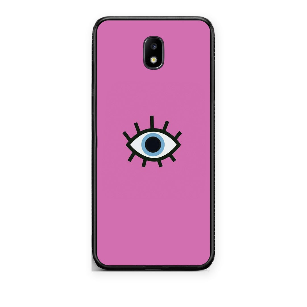 Θήκη Samsung Galaxy J7 2017 Blue Eye Pink από τη Smartfits με σχέδιο στο πίσω μέρος και μαύρο περίβλημα | Samsung Galaxy J7 2017 Blue Eye Pink case with colorful back and black bezels