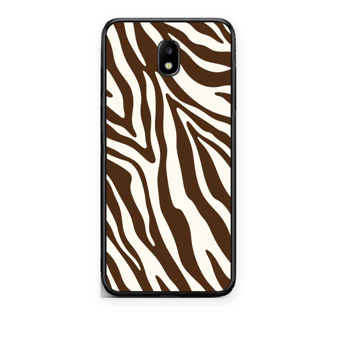 Θήκη Samsung Galaxy J7 2017 Brown and Cream Zebra Stripes από τη Smartfits με σχέδιο στο πίσω μέρος και μαύρο περίβλημα | Samsung Galaxy J7 2017 Brown and Cream Zebra Stripes case with colorful back and black bezels