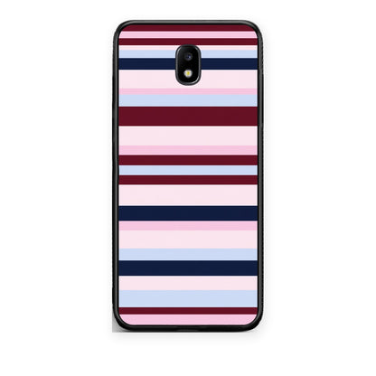 Θήκη Samsung Galaxy J7 2017 Burgundy Pink and Blue Horizontal Stripes από τη Smartfits με σχέδιο στο πίσω μέρος και μαύρο περίβλημα | Samsung Galaxy J7 2017 Burgundy Pink and Blue Horizontal Stripes case with colorful back and black bezels