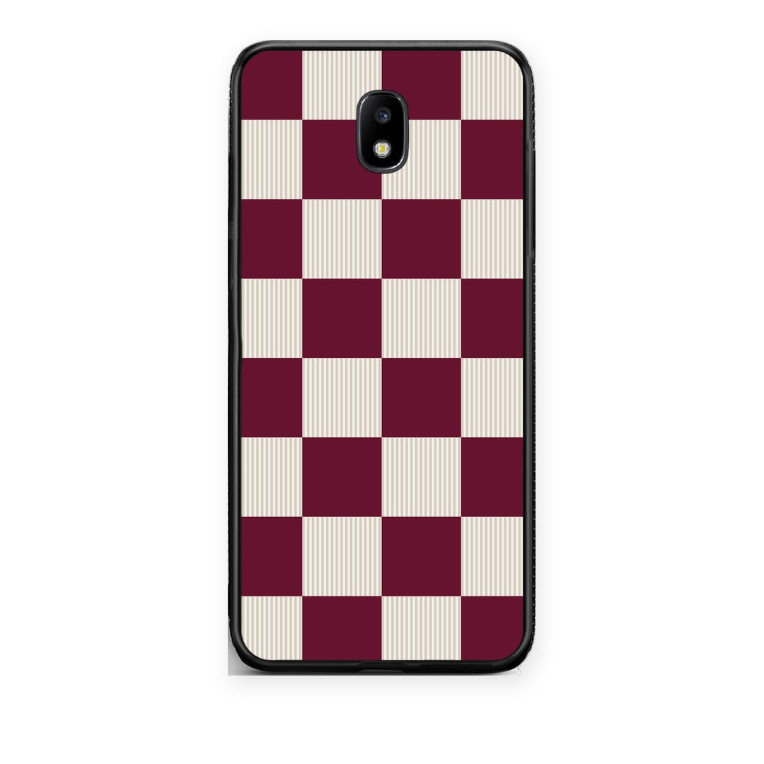 Θήκη Samsung Galaxy J7 2017 Burgundy and Cream Striped Checks από τη Smartfits με σχέδιο στο πίσω μέρος και μαύρο περίβλημα | Samsung Galaxy J7 2017 Burgundy and Cream Striped Checks case with colorful back and black bezels