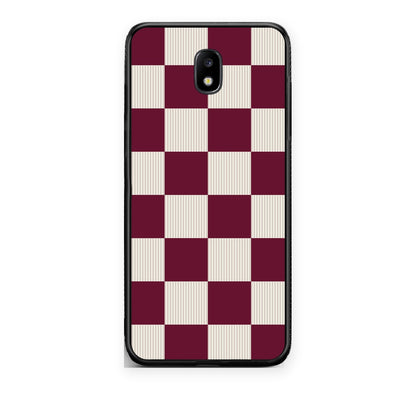 Θήκη Samsung Galaxy J7 2017 Burgundy and Cream Striped Checks από τη Smartfits με σχέδιο στο πίσω μέρος και μαύρο περίβλημα | Samsung Galaxy J7 2017 Burgundy and Cream Striped Checks case with colorful back and black bezels