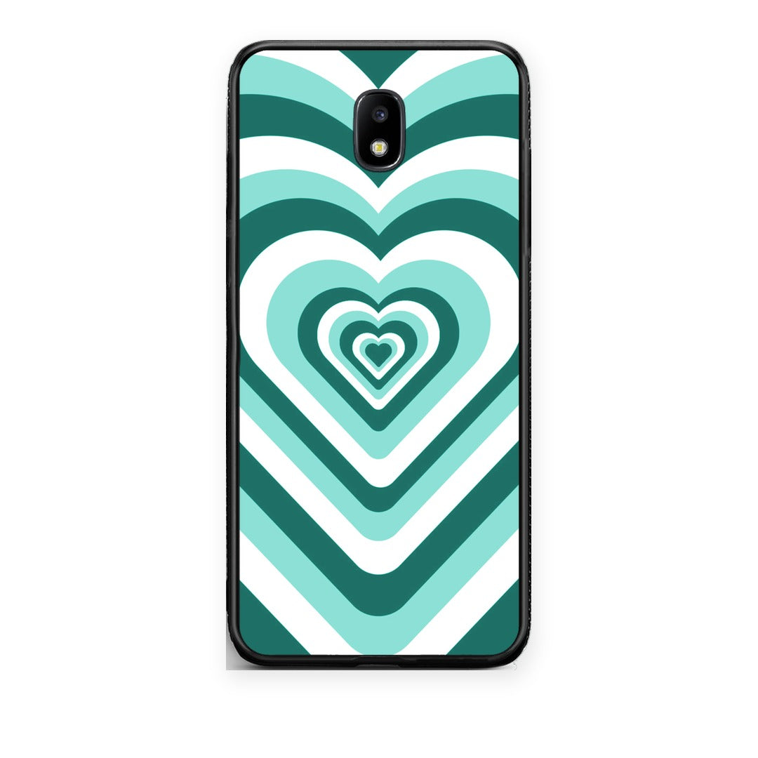 Θήκη Samsung Galaxy J7 2017 Green Hearts από τη Smartfits με σχέδιο στο πίσω μέρος και μαύρο περίβλημα | Samsung Galaxy J7 2017 Green Hearts case with colorful back and black bezels