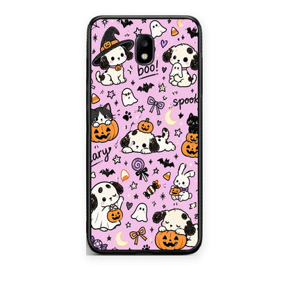 Θήκη Samsung Galaxy J7 2017 Halloween Puppies and Friends on Lilac από τη Smartfits με σχέδιο στο πίσω μέρος και μαύρο περίβλημα | Samsung Galaxy J7 2017 Halloween Puppies and Friends on Lilac case with colorful back and black bezels