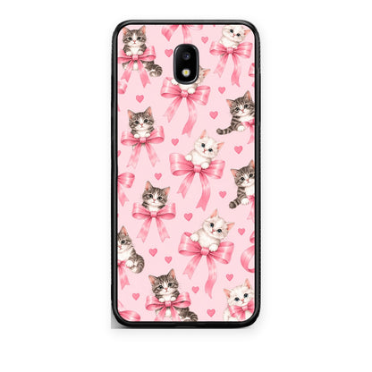 Θήκη Samsung Galaxy J7 2017 Kittens and Pink Bows on Pink από τη Smartfits με σχέδιο στο πίσω μέρος και μαύρο περίβλημα | Samsung Galaxy J7 2017 Kittens and Pink Bows on Pink case with colorful back and black bezels