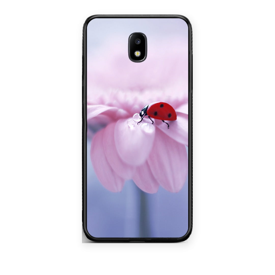 Θήκη Samsung Galaxy J7 2017 Ladybug Flower από τη Smartfits με σχέδιο στο πίσω μέρος και μαύρο περίβλημα | Samsung Galaxy J7 2017 Ladybug Flower case with colorful back and black bezels
