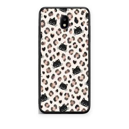 Θήκη Samsung Galaxy J7 2017 Leopard Spots and Black Cats on Cream από τη Smartfits με σχέδιο στο πίσω μέρος και μαύρο περίβλημα | Samsung Galaxy J7 2017 Leopard Spots and Black Cats on Cream case with colorful back and black bezels