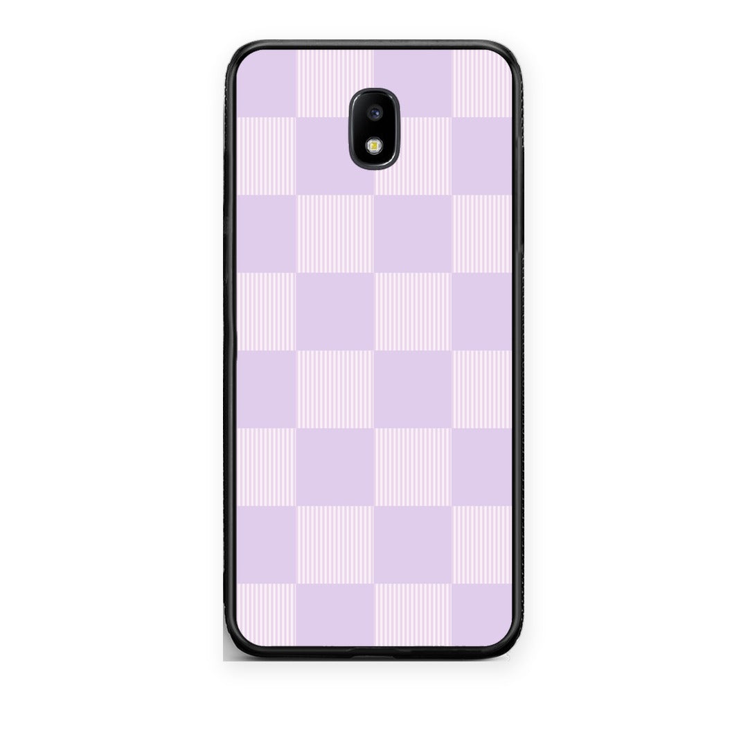 Θήκη Samsung Galaxy J7 2017 Lilac and Cream Striped Checks από τη Smartfits με σχέδιο στο πίσω μέρος και μαύρο περίβλημα | Samsung Galaxy J7 2017 Lilac and Cream Striped Checks case with colorful back and black bezels