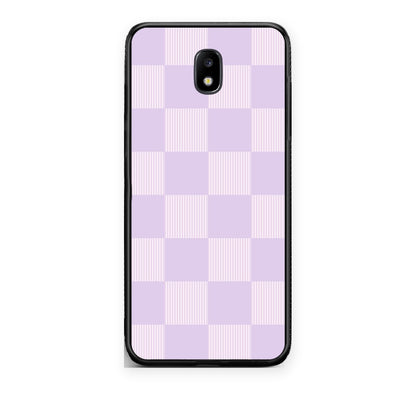 Θήκη Samsung Galaxy J7 2017 Lilac and Cream Striped Checks από τη Smartfits με σχέδιο στο πίσω μέρος και μαύρο περίβλημα | Samsung Galaxy J7 2017 Lilac and Cream Striped Checks case with colorful back and black bezels