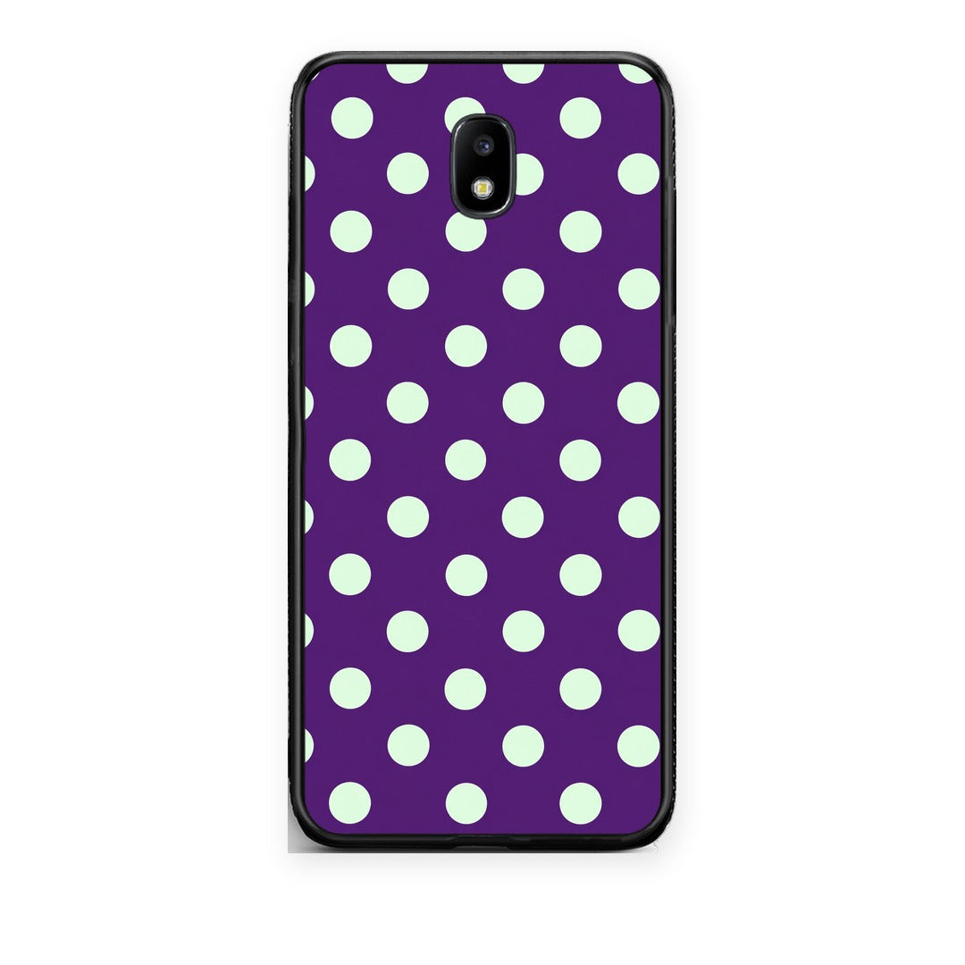 Θήκη Samsung Galaxy J7 2017 Mint Polka Dots on Purple από τη Smartfits με σχέδιο στο πίσω μέρος και μαύρο περίβλημα | Samsung Galaxy J7 2017 Mint Polka Dots on Purple case with colorful back and black bezels