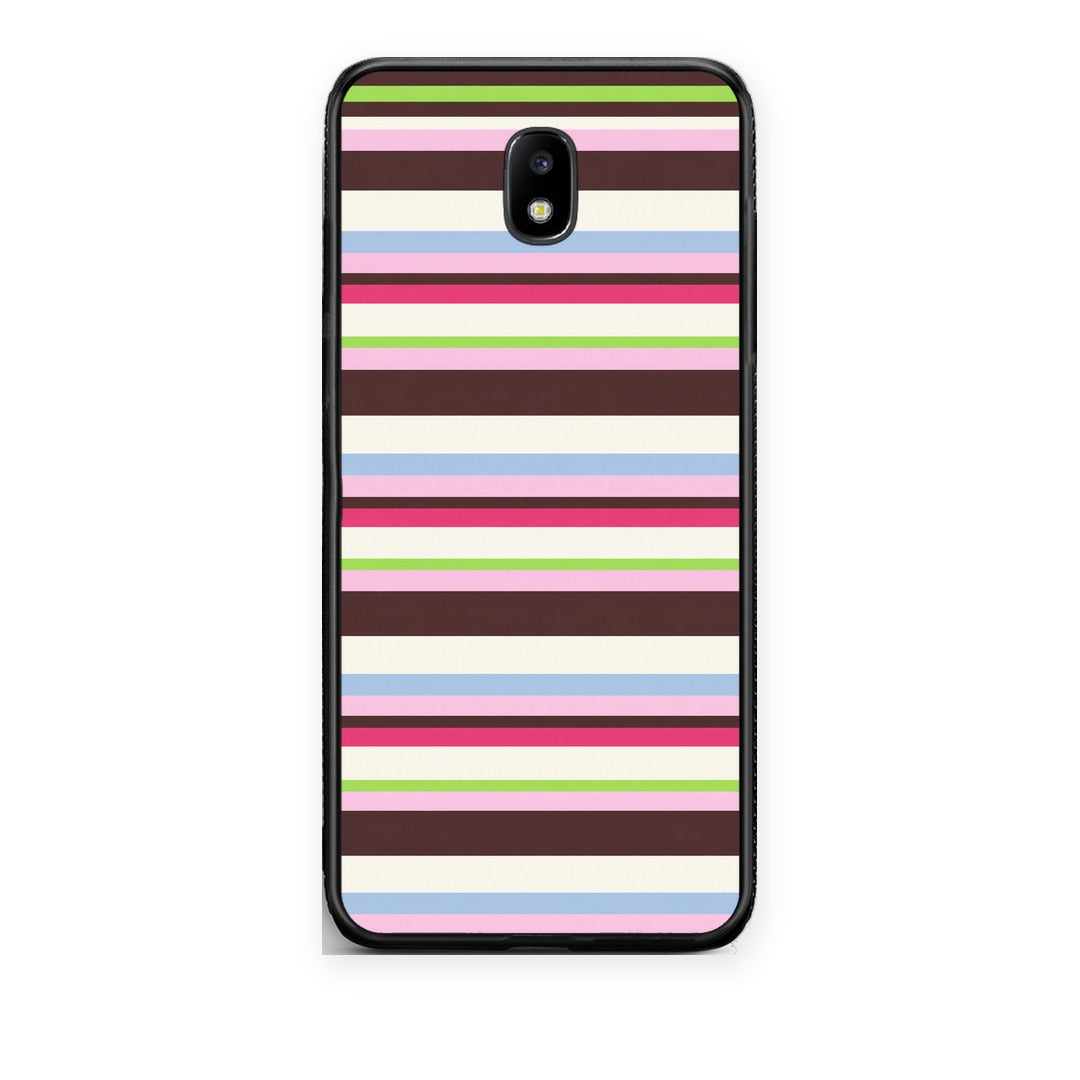 Θήκη Samsung Galaxy J7 2017 Multicolour Horizontal Stripes από τη Smartfits με σχέδιο στο πίσω μέρος και μαύρο περίβλημα | Samsung Galaxy J7 2017 Multicolour Horizontal Stripes case with colorful back and black bezels