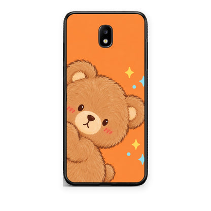 Θήκη Samsung Galaxy J7 2017 Peekaboo Teddy on Orange από τη Smartfits με σχέδιο στο πίσω μέρος και μαύρο περίβλημα | Samsung Galaxy J7 2017 Peekaboo Teddy on Orange case with colorful back and black bezels