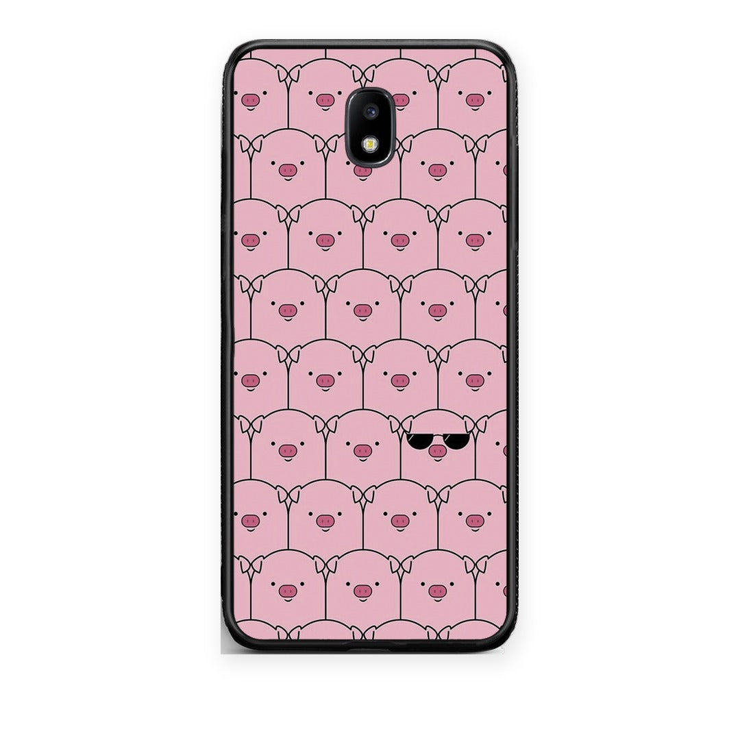 Θήκη Samsung Galaxy J7 2017 Pig Glasses από τη Smartfits με σχέδιο στο πίσω μέρος και μαύρο περίβλημα | Samsung Galaxy J7 2017 Pig Glasses case with colorful back and black bezels
